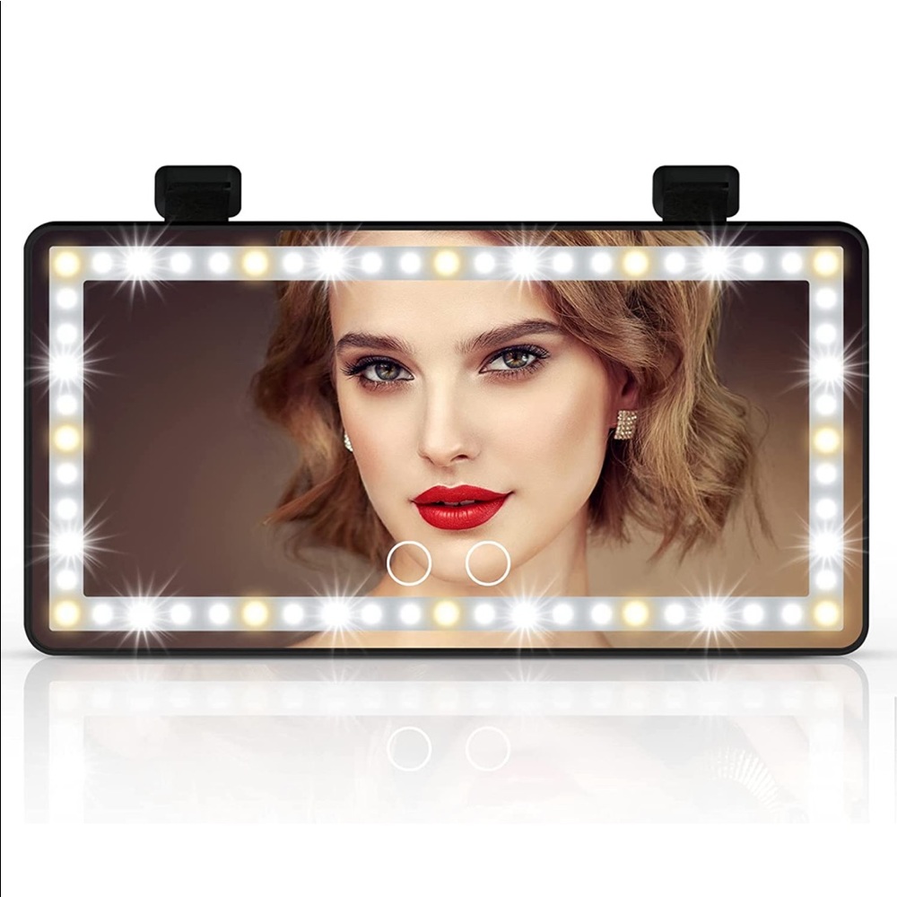 NEW! Car LED Vanity Mirror 1500mha Rechargeable Double Touch Screen 3 Light Mode
